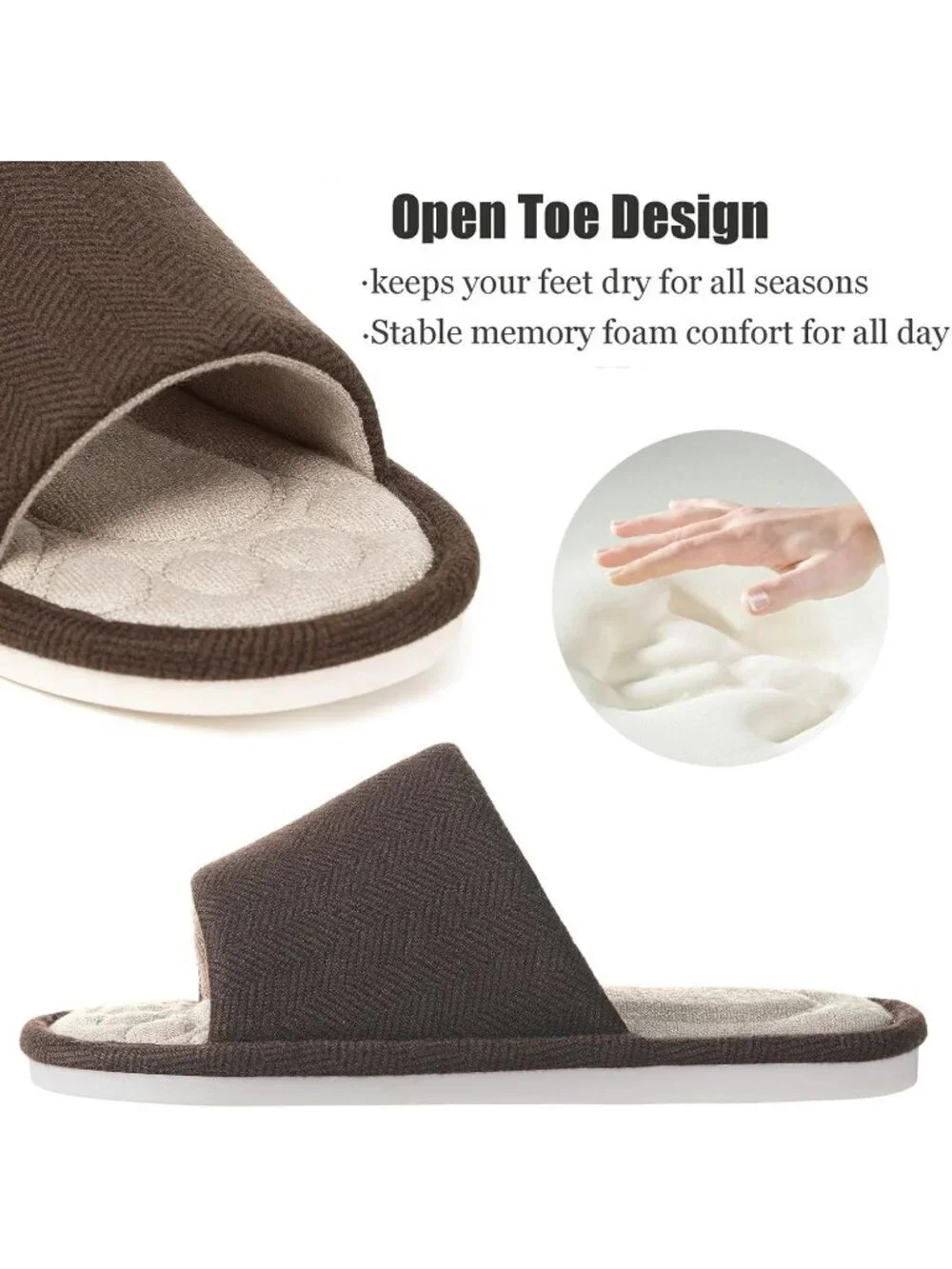 Men's Coffee Slippers Breathable Slip-on Indoor Slippers Washable Home Shoes